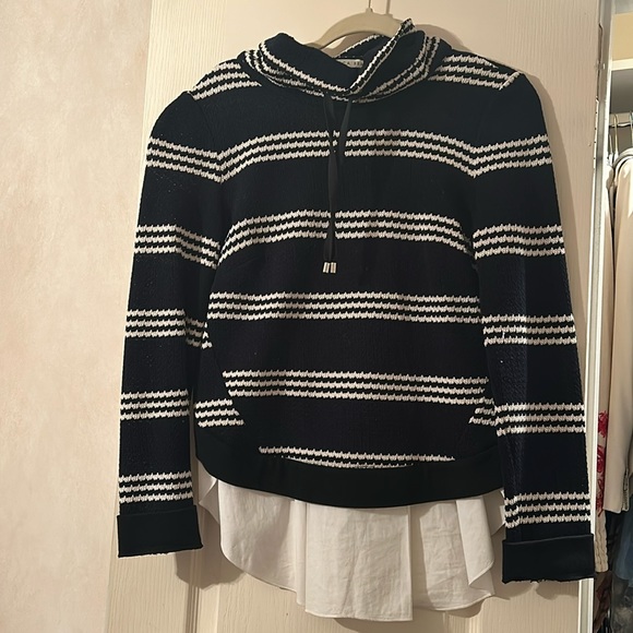 Veronica Beard Navy and White Striped Sweater Size Large